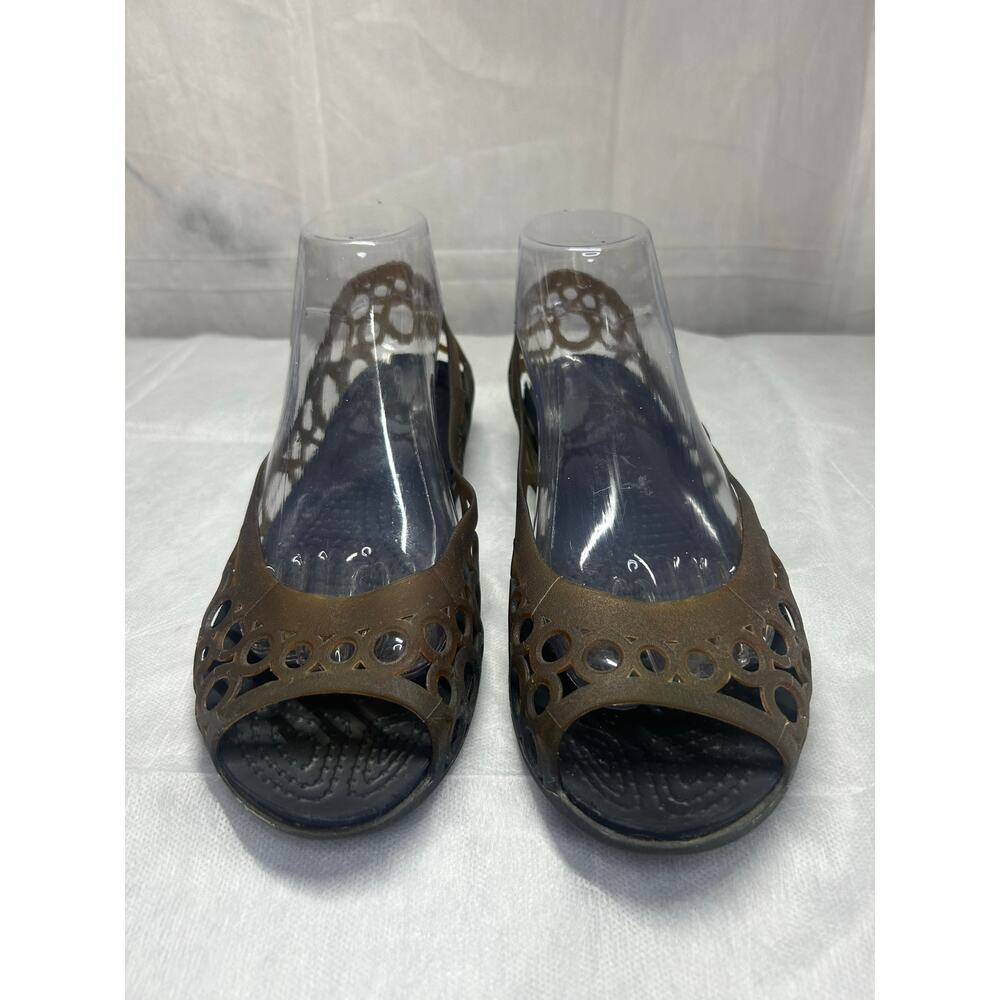 Crocs Adrina Brown Peep Toe Slip On Women Size 9 - Picture 3 of 6